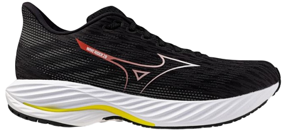 Кроссовки мужские Mizuno Wave Rider 28 Black/White/Evening Primrose - Фото 1 большая