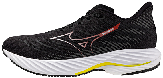 Кроссовки мужские Mizuno Wave Rider 28 Black/White/Evening Primrose - Фото 2 большая