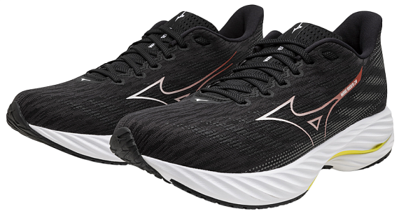 Кроссовки мужские Mizuno Wave Rider 28 Black/White/Evening Primrose - Фото 7 большая
