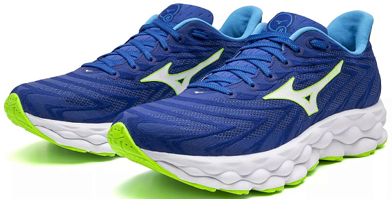 Кроссовки мужские Mizuno Wave Sky 8 Reflex Blue C/White/Green Geck - Фото 3 большая