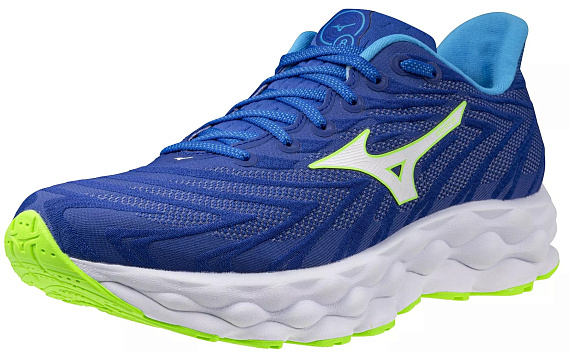Кроссовки мужские Mizuno Wave Sky 8 Reflex Blue C/White/Green Geck - Фото 5 большая
