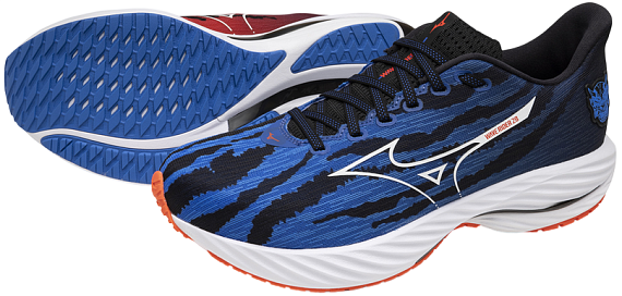 Кроссовки Mizuno Wave Rider 28 MIZIgnitionRed/White/BasebBlue - Фото 9 большая
