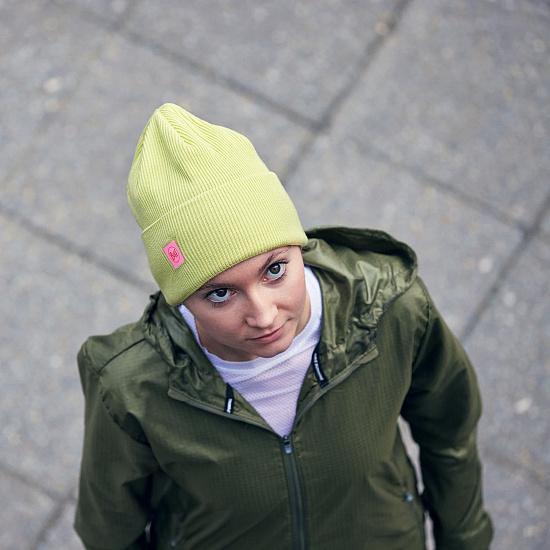 Шапка Buff Crossknit Solid Sheen Yellow - Фото 3 большая