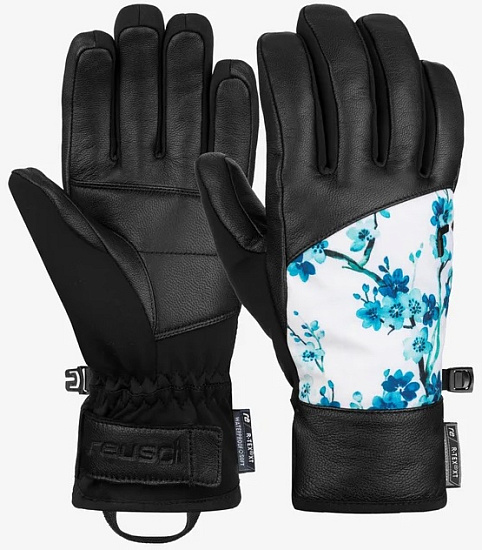 Перчатки женские Reusch Beatrix R-Tex XT Black/Blue Flowers - Фото 2 большая