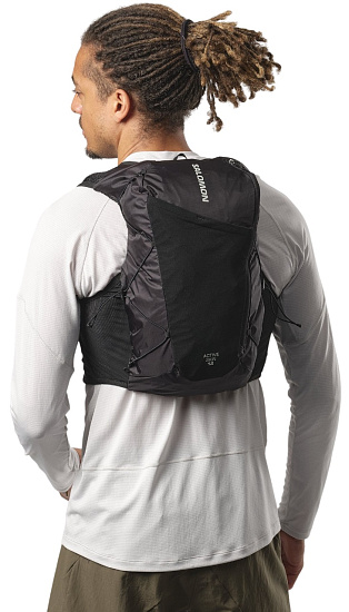 Рюкзак Salomon Active Skin 12 Set Black/Metal - Фото 9 большая