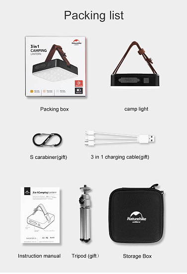 Фонарь-источник питания Naturehike Moonlight Black - Фото 15 большая